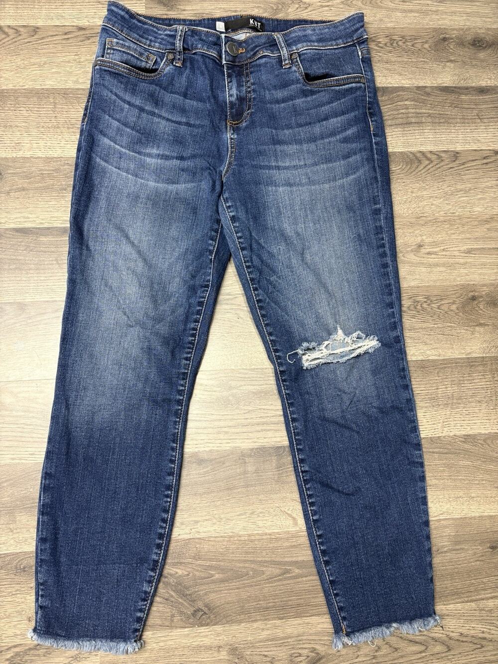 KUT From The Kloth Women’s Size 8 Distressed Raw Hem Stretch Jeans Blue Denim